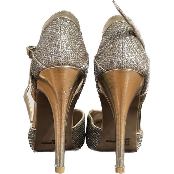 Qupid Womens Sandals High Heels Ankle Strap Glittery Closed Toe Size 6.5 - Picture 4 of 7